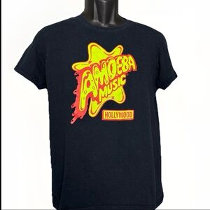 Amoeba Hollywood Legendary Record Store Original Logo T-Shirt Black Size Small